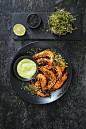 Grilled tiger prawns with wasabi