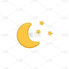 简单的图像月亮和星星卡通矢量插图孤立在白色。