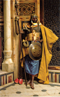 The Palace Guard, Moorish warrior with spear, Indo-Persian armor and weapons by Ludwig Deutsch,