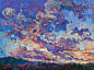 #配色##色彩搭配#Erin Hanson油画中的天空，斑斓多彩的色彩让人神往~左上角关注原画人，绘画更有灵感
