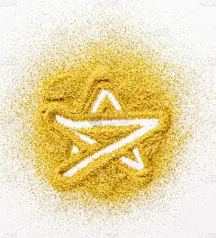 沙画。白色上闪耀着金色的星星