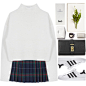 #white #plaid #adidas #blackbag #simple #simpleset #simpleoutfit #minimal #minimalset #minimaloutfit #silverrings #boots #winter #winteroutfit #winter2016 #cleanset #blackwallet #blackpurse #green #red #blue