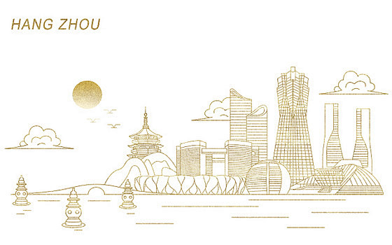 杭州地标 城市杭州 杭州风景 PNG素材城市建筑杭州_5669471543