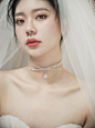 韩式新娘结婚项链超仙森女项圈水钻颈链锁骨链婚纱生日配饰品南栀-淘宝网