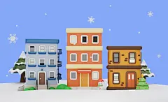 (源站可下源文件)与建筑物的圣诞作文/Christmas compositions with buildings