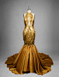 Gold Gilded Feather Couture Mermaid Gown by xiaolindesign on Etsy https://www.etsy.com/listing/545644388/gold-gilded-feather-couture-mermaid-gown