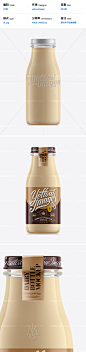 11785 Glass Bottle W/ Mocha Chilled Coffee Drink mockup 透明玻璃摩卡咖啡饮料产品包装样机展示效果 yellow images