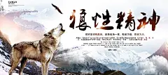 大气简约企业文化励志挂画狼性文化海报展板PSD设计素材