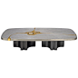 Jean Claude Dresse Steel and Brass Coffee Table with Inlayed Agate For Sale at 1stdibs