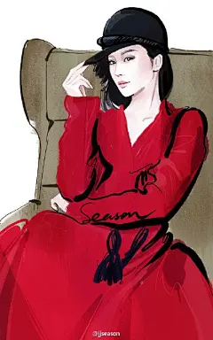 #jjseason插画# #时尚插画# --- #刘诗诗#登《瑞丽时尚先锋》2015年12月号封面。16年1月起该杂志停发纸质刊物。@北坤人素材