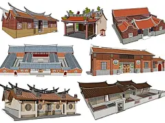 中式闽南传统特色风格建筑  传统民居合院 闽南古民居建筑【ID:1139669869】