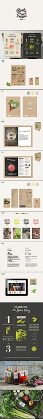 Roots & Freens restaurant identity and branding. I love this modern menu and farm stand inspired #stationary. #branding: