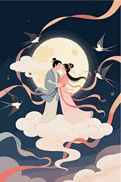 牛郎织女七夕插画