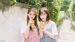 小清新美女闺蜜写真图片电脑桌面壁纸-55壁纸网