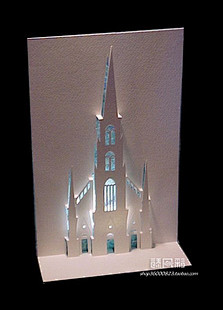 3D立体教堂建筑纸雕模型贺卡 DIY纸手...