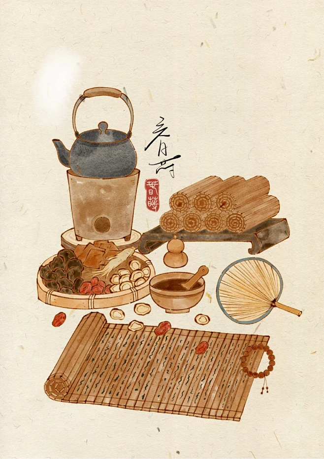国风插画｜养生系列合集-花瓣网