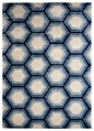 Contemporary Tribal Pattern Wool and Art Silk Blue Area Rug, Birch, 5'x8' area-rugs