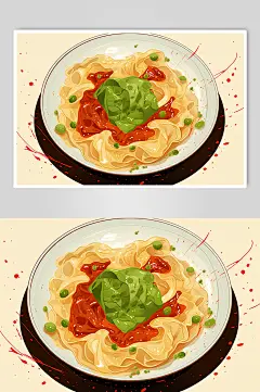 AI数字艺术油泼面面食美食插画-众图网