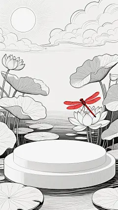 展台，场景，电商背景，线条花卉，矢量，竖屏，zxs (5)