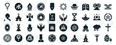 set of 40 filled religion web icons in glyph style