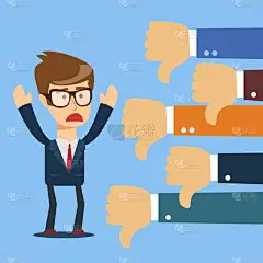 伤心的生意人和许多手拇指下来.
