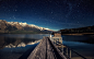 General 1920x1200 moonlight lake mountains sky pier reflection nature stars
