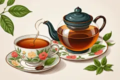 手绘文艺嫩绿清洌茶叶插画