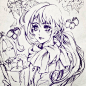 动漫女孩线稿
作者：插画师 Myzucass ​via @插画印象 ​​​​