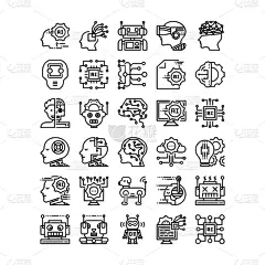 技术,绘画插图,未来,轮廓,电子人,计算机图标,矢量,中央处理器,商务,专门技术