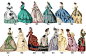 @刘大可先生:找到一个西方女子服饰潮流200年的图，准确地说，是从1784年到1970年，每一年的时尚都画了。
我们看到宽大的裙撑如何在18世纪的曼图亚（Mantua）两侧登峰造极，盛极而衰，让位给19世纪初蓬松的长裙，接着又如何卷土重来，在19世纪后半叶变成龙虾裙撑（Lobster Bustle），出现在贵妇的身后，继而又向上攀登，在19世纪末的肩膀上照耀过市——直到工业革命完成，这些累赘的装饰才都被产业的洪流洗刷掉了。
自20世纪以来， 女人穿得越来越简洁，因为她们不再是任人打扮的花瓶，而是创造最广泛