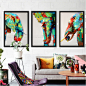 现代创意家居三联装饰画大象动物油画有框客厅沙发背景墙艺术挂画-淘宝网