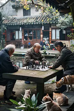 下棋的老人活动环境