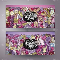 卡通涂鸦婚礼横幅