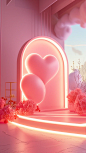背景素材合集粉色情人节，爱心气球背景