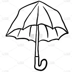 黑白手绘卡通雨伞