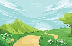 卡通春天背景山间小路蓝天白云  - 源文件下载【酷图网】春天花背景,矢量花草,自然风光,风景背景,自然背景,春天风景壁纸,春天壁纸,绿色背景,大自然,景色,自然季节,春天,春季,四季,水彩花草,立春,春,绿色,24节气,春分,矢量春天背景,春天海报,节气海报,小清新,小碎花,花朵背景,韩风,水彩绘画,浪漫背景,碎花背景,花开,花,淡彩花,清新花,手绘花草