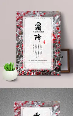 创意唯美霜降海报