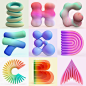 3D adobe dimension Icon letters model pastel Render type typography  