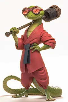 卡通生肖功夫蛇动物模型