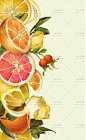 365号复古花朵边框SPA美妆蜂蜜柚子海报背景手绘水彩矢量设计素材-淘宝网