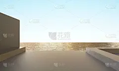 海滩休息室，海洋和天空开放空间当代