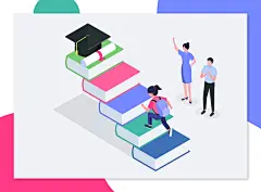 扁平风校园读书场景矢量插画