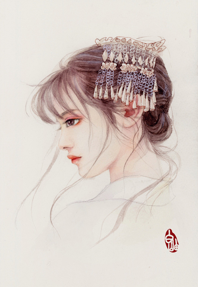 古风美女手绘一组~ （作者：@_白岫 ​...