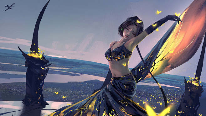 wlop女孩蝴蝶艺术鬼刀电脑壁纸