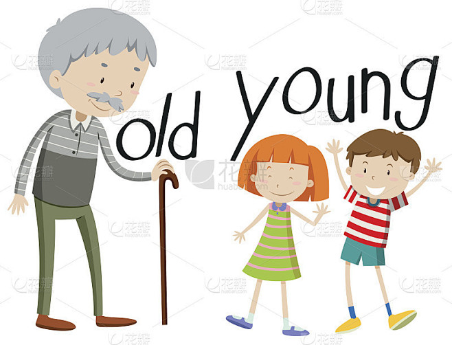 与形容词old和young相反