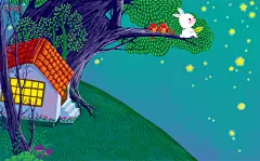 三个和兔子有关的绘本故事插画《一起看星星》《兔子的礼物》《你能找到我吗》