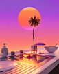 This may contain: there is a palm tree in the middle of a bathtub with soap and lotion on it