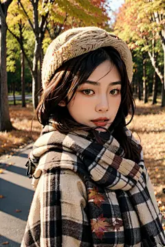 AI数字艺术秋季女性人物摄影图
