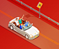 Friends riding luxury car isometric poster Free Vector