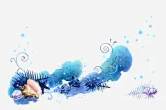 水墨贝壳海底世界背景高清素材 元素 页面网页 平面电商 创意素材